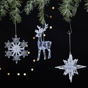 Transparent Acrylic Elk <b>Snowflake</b> Star Pendants Christmas Tree Holiday <b>Decorations</b> Set - Product Image 3