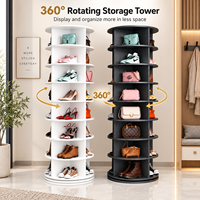Meuble de rangement rotatif en plastique pour chaussures, sur pied, multi-niveaux, à 360 degrés, pour entrée de maison, style moderne et minimaliste