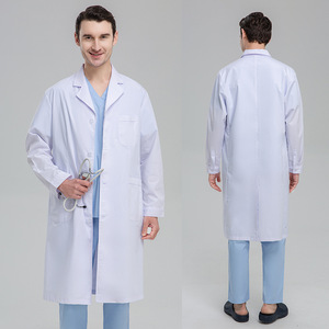 Bata de Laboratorio Médica de Manga Larga, Uniforme Médico, Bata de Trabajo Blanca al por Mayor, Mezcla de Algodón y Poliéster Cómoda para Hospital - Product Image 4