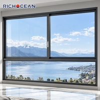 Fenêtre coulissante en aluminium RICHOCEAN NFRC à rupture de pont thermique du sol au plafond, verre Low-E, grande fenêtre coulissante vitrée pour chambre à coucher