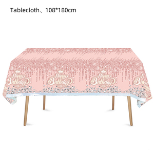 <span class=keywords><strong>Vaisselle</strong></span> d'<span class=keywords><strong>anniversaire</strong></span> <span class=keywords><strong>rose</strong></span> et or <span class=keywords><strong>rose</strong></span>, assiettes à dessert, serviettes, fournitures de fête jetables - Product Image 4