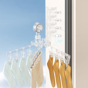 Séchoir à vêtements mural multifonctionnel en forme de X avec ventouses et pinces multiples pour rangement sur balcon - Product Image 2