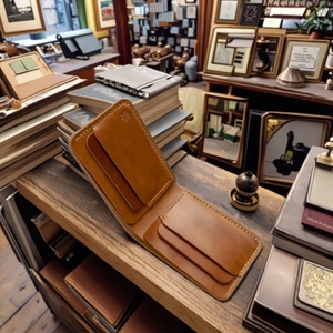 Portefeuille court pour homme Boshiho, durable, fait main, en cuir de vachette Crazy Horse, fin, pour poche avant, en cuir de vachette véritable. - Product Image 6