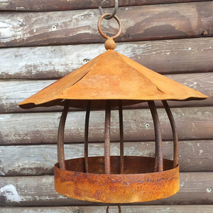 JH-Mech Rustieke Vogelvoederbak 23 x 30 cm voor in de tuin, hangend met haak, roestvrij cortenstaal, eekhoornbestendig - Product Image 3