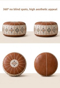 New Oval <strong>Vintage</strong>-Style Leather Storage Ottoman 2-in-1 Pouf Living Room Cozy Seat Lounging Everyday <strong>Items</strong> - Product Image 6