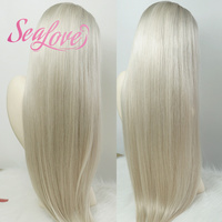 Perruques OEM/ODM en Cheveux Humains Naturels Raides, Blondes 613 avec Racines, pour Femmes, Vente en Gros pour Salons