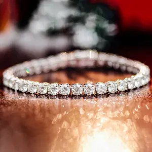 18k ouro 2mm 3mm 4mm 5mm gelado pulseira de diamante sterling silver bling tênis pulseiras mulheres com branco moissanite pedra