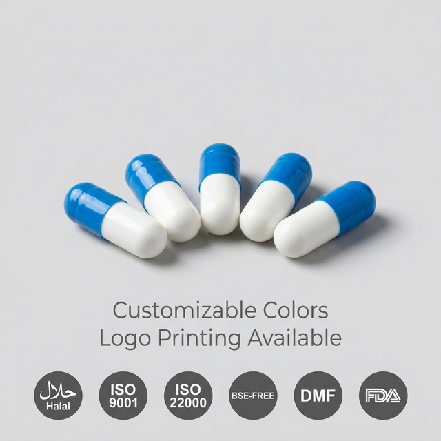 Capsule Factory Blue White Gelatin Capsules Halal Empty Capsules