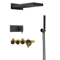 Système de douche au plafond moderne en laiton salle de bain bain douche robinet pluie dissimulé ensemble de douche en céramique brossé contemporain