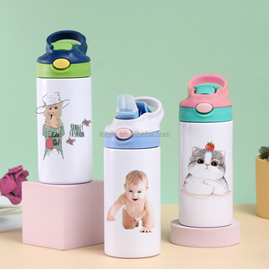 Topjlh gelas minum anak-anak, Mug Tumbler botol air dinding ganda, cangkir silikon 3d anak-anak Modern dengan tutup baja antikarat diskon besar 12oz - Product Image 1