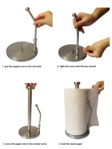 Portarotolo da cucina antiscivolo <span class=keywords><strong>in</strong></span> <span class=keywords><strong>acciaio</strong></span> inossidabile con strappo a una mano - Product Image 5