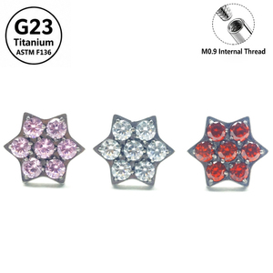 <span class=keywords><strong>Piercing</strong></span> de cartilage en titane ASTM F136 avec zircon cubique motif flocon de neige, filetage interne M0.9, dos plat, bijou de corps, collection style cadeau d'hiver - Product Image 1