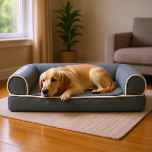 Cama para mascotas Cj, cama para perros medianos a grandes, colchón de fibra de poliéster gris, para interiores, para todas las estaciones, con funda extraíble y lavable. - Product Image 2