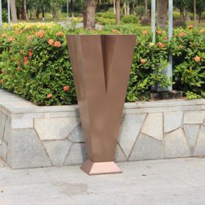 Jardinera <span class=keywords><strong>Rectangular</strong></span> <span class=keywords><strong>Grande</strong></span> de Acero Inoxidable Cepillado, Resistente, con Recubrimiento Anti-UV para Espacios Públicos Exteriores - Product Image 1