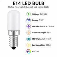 Ampoule LED E14 3,5W 330lm sans scintillement, incassable, base en céramique, multi-CCT pour réfrigérateur, hotte de cuisine, lustre, chambre d'hôtel