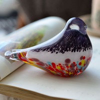 Figurine d'oiseau en verre soufflé à la main, écologique, multicolore, mascotte, presse-papiers pour étagère, bureau et table basse, cadeau de fêtes