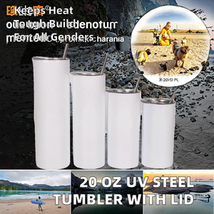 Gobelet isotherme à double paroi en acier inoxydable de 20 oz avec couvercle à paille, mug personnalisable par sublimation pour le bureau et les voyages - Product Image 2