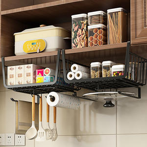 Étagère de rangement murale sans perçage, organisateur de placard rectangulaire, panier suspendu facile à nettoyer pour serviettes en papier et torchons de cuisine - Product Image 3