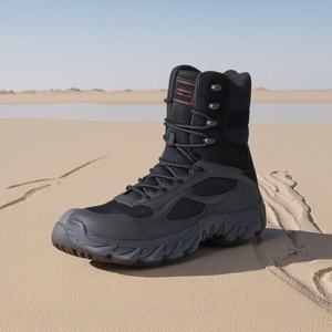 Botas Tácticas de Desierto Personalizables de Cuero y Goma Color Caqui/Negro para Entrenamiento al Aire Libre, Venta al Por Mayor Directa de Fábrica - Product Image 4