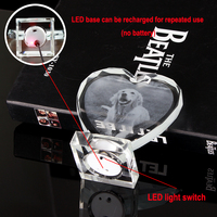 Cadeau surprise, cadre photo en cristal de verre gravé au laser 2D avec base LED personnalisée