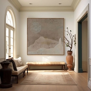 Art mural moderne neutre Wabi Sabi, tons terreux beiges, peinture abstraite texturée minimaliste pour la maison et la galerie - Product Image 2