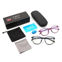 Gafas de Computadora con Protección Anti Luz Azul Tr90, Gafas Redondas para Bloquear la Luz Azul del Teléfono Móvil, Protección para Miopía
