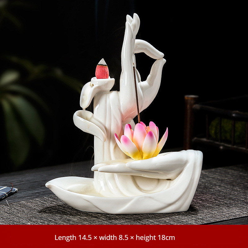 Lotus de la main de Bouddha (glaçure blanche)