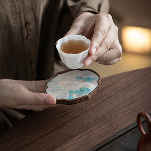 Walnut Wood <b>Teacup</b> Coaster Heat Insulation Mat Drink Holder Simple Style - Product Image 1