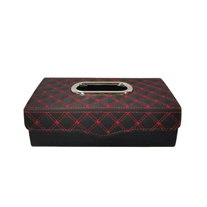 Boîte de mouchoirs de <span class=keywords><strong>voiture</strong></span>, rangement automatique <span class=keywords><strong>pour</strong></span> mouchoirs de <span class=keywords><strong>voiture</strong></span> en maille avec cuir PU, nouveau Design - Product Image 5