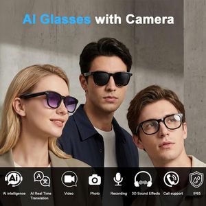 Lunettes Intelligentes Amzish avec Caméra HD 8MP, Enregistrement Vidéo 1080P, Lunettes de Soleil Ovales pour Hommes et Femmes, avec Batterie au Lithium-Ion IA - Product Image 2