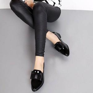 <span class=keywords><strong>Scarpe</strong></span> Eleganti da Donna con Fiocco e Punta Chiusa in Pelle PU, Comode <span class=keywords><strong>Scarpe</strong></span> Basse da Cerimonia con Tacco Basso - Product Image 2