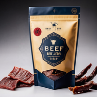 Emballage étanche à l'humidité de qualité alimentaire avec logo imprimé personnalisé Sacs de viande séchée de boeuf 250g 500g avec sacs à fermeture éclair pour produits secs et séchée