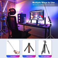 PULUZ Lampe à main RVB 132 LED 2500K 9000K CRI95+ 8W, lumière d'appoint portable pour photo avec 20 effets pour vidéo et vlogging