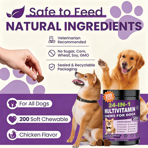 Masticables Blandos Multivitamínicos para Perros 24 en 1, Multifuncionales, 200 Unidades, Envase Mega, para Bienestar Total, Venta al por Mayor - Product Image 4