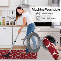 Tapis de cuisine moderne en polypropylène tufté, lavable en machine, résistant aux taches, rouge, super absorbant, antidérapant