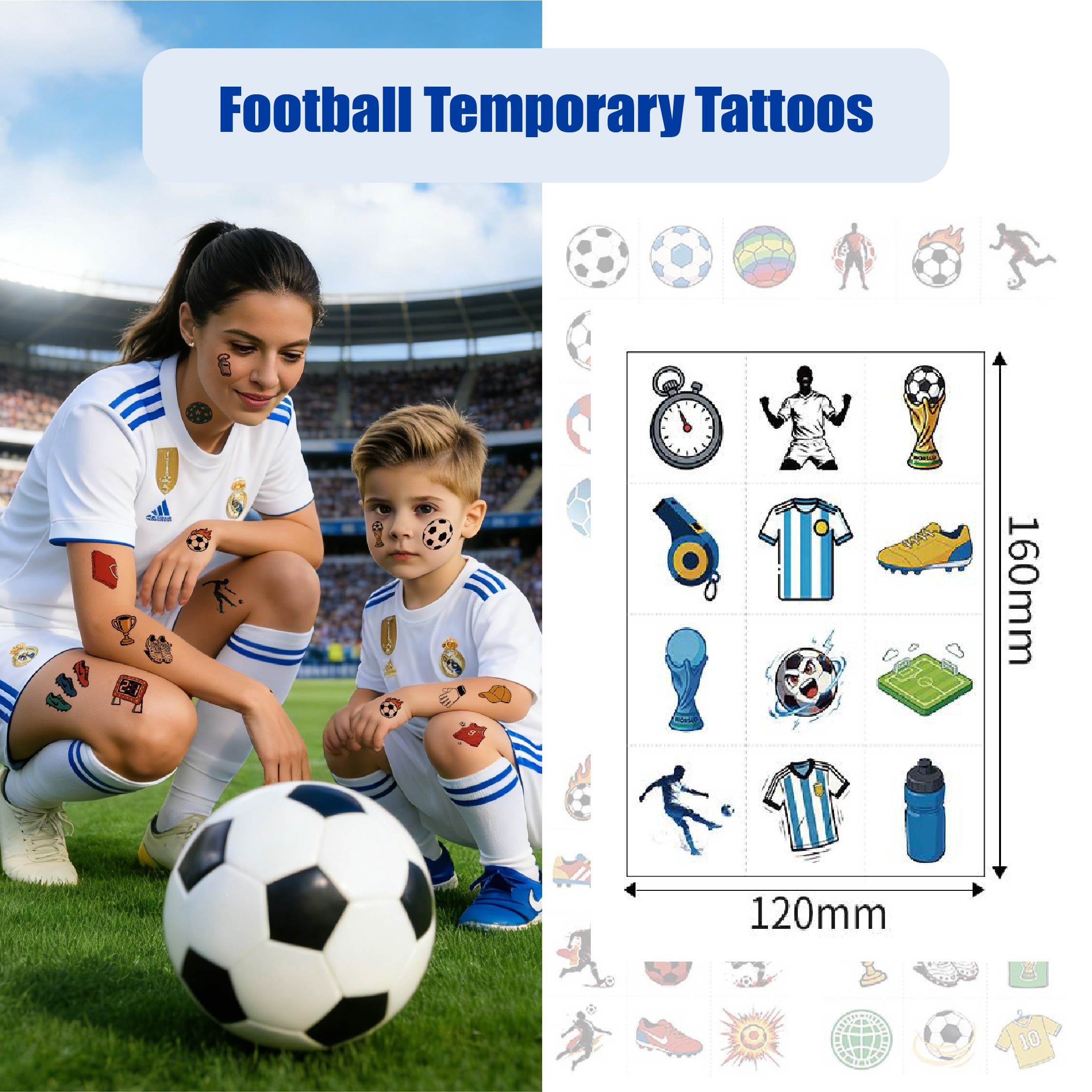New Designs Football Temporary Tattoo Stickers For Events Lasts 3-7 Days With Custom Logo Options