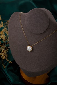 Classic 14K <b>Solid</b> White <b>Gold</b> 0.96ct Round Brilliant Moissanite <b>Pendant</b> Necklace | Round Brilliant Cut Moissanite <b>Pendant</b> - Product Image 5