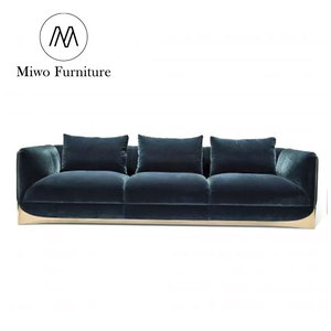 เฟอร์นิเจอร์มิโว ชุดโซฟาหรูหราสไตล์อิตาลีสำหรับบ้าน โซฟาห้องนั่งเล่นทันสมัย ผ้ากำมะหยี่สีน้ำเงินสำหรับโซฟา - Product Image 1