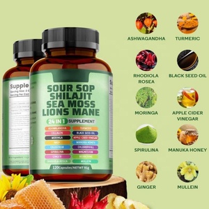 Cápsulas de Guanábana para Adultos OEM con Mezcla Herbal 24 en 1 - Incluye Graviola, Shilajit, Musgo Marino, Melena de León, Cúrcuma, Ashwagandha - Product Image 2