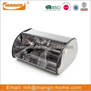 Contenedor de almacenamiento de pan portátil de acero inoxidable, caja de pan de Metal con tapa enrollada