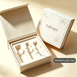 OEM Custom Biodegradable Cosmetic <b>Box</b> with Pulp Tray - Luxury Embossed & Gold Foil Logo Rigid Makeup Gift Packaging Wholesale - Product Image 1