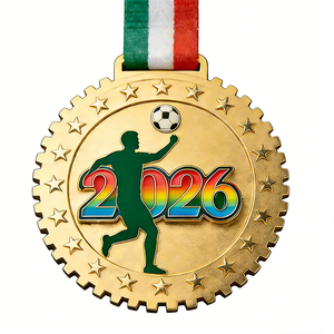 Medalla Deportiva Mundial 2026 con Logotipo Personalizado del Fabricante, Medalla <span class=keywords><strong>de</strong></span> Fútbol <span class=keywords><strong>de</strong></span> Metal Dorado y Plateado para Campeones - Product Image 1