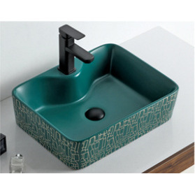 Lavabo de comptoir en céramique vert mat Ouni 50x37cm à trou unique - Product Image 1