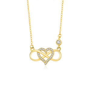 Collier en argent Sterling S925 avec pendentif cœur infini en Zircon scintillant, bijoux fins, cadeau pour femmes, pour occasions quotidiennes et de fête - Product Image 1