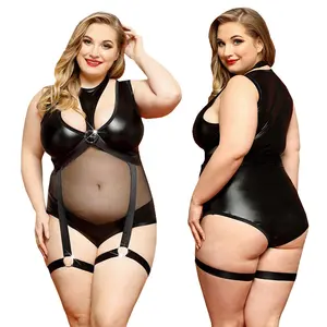 latest sheer mature plus size lingerie fat women sexy mesh bodysuit lingerie