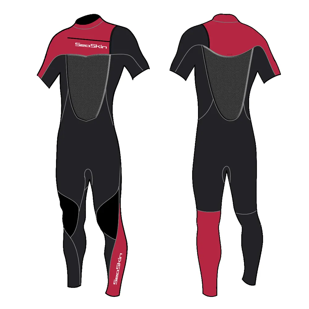 Seaskin 2mm Mens Wetsuit For Surfing Chest Zip Short Arm Spring Suit Wetsuit
