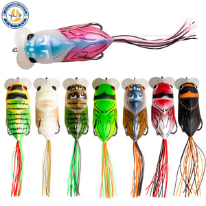 Señuelo de rana cicada simulada 65mm 12.6g, cebo de superficie con doble anzuelo y cola blanda para pesca de bagre - Product Image 2
