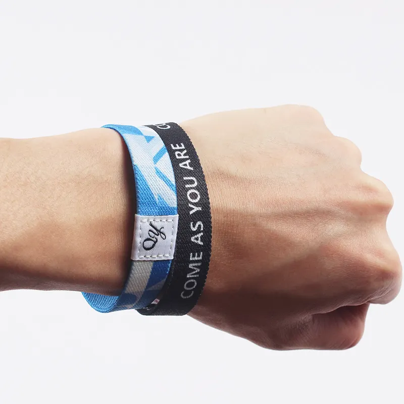 Promotional gift Custom Personalized Printing Logo Fabric Event Bracelet Sport Elastic Wristband