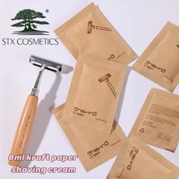Crème à raser pour hôtel en sachet mini de 8 ml, emballage en papier kraft, crème à raser jetable pour chambre d'hôtel, resort, voyage