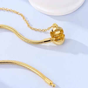 Pulsera MULA <span class=keywords><strong>Serie</strong></span> Dorada - Plata 925 Chapada en Oro de 14k con Dije en Forma de Corazón, Regalo Clásico de Boda para Aniversarios y Fiestas - Product Image 3